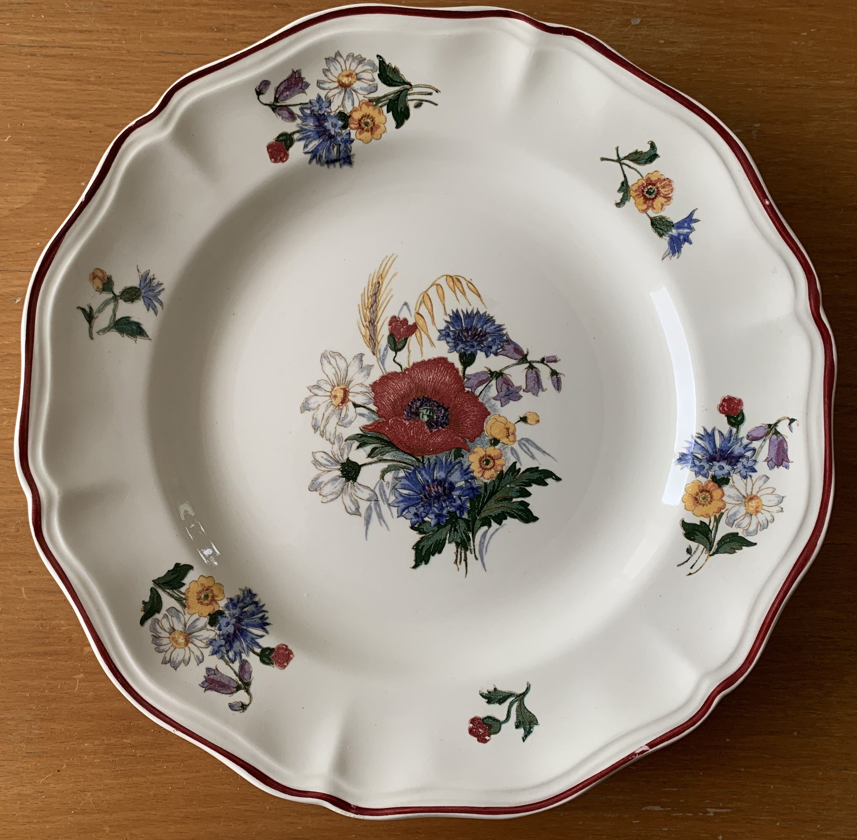 6 large old flat plates in Sarreguemines earthenware