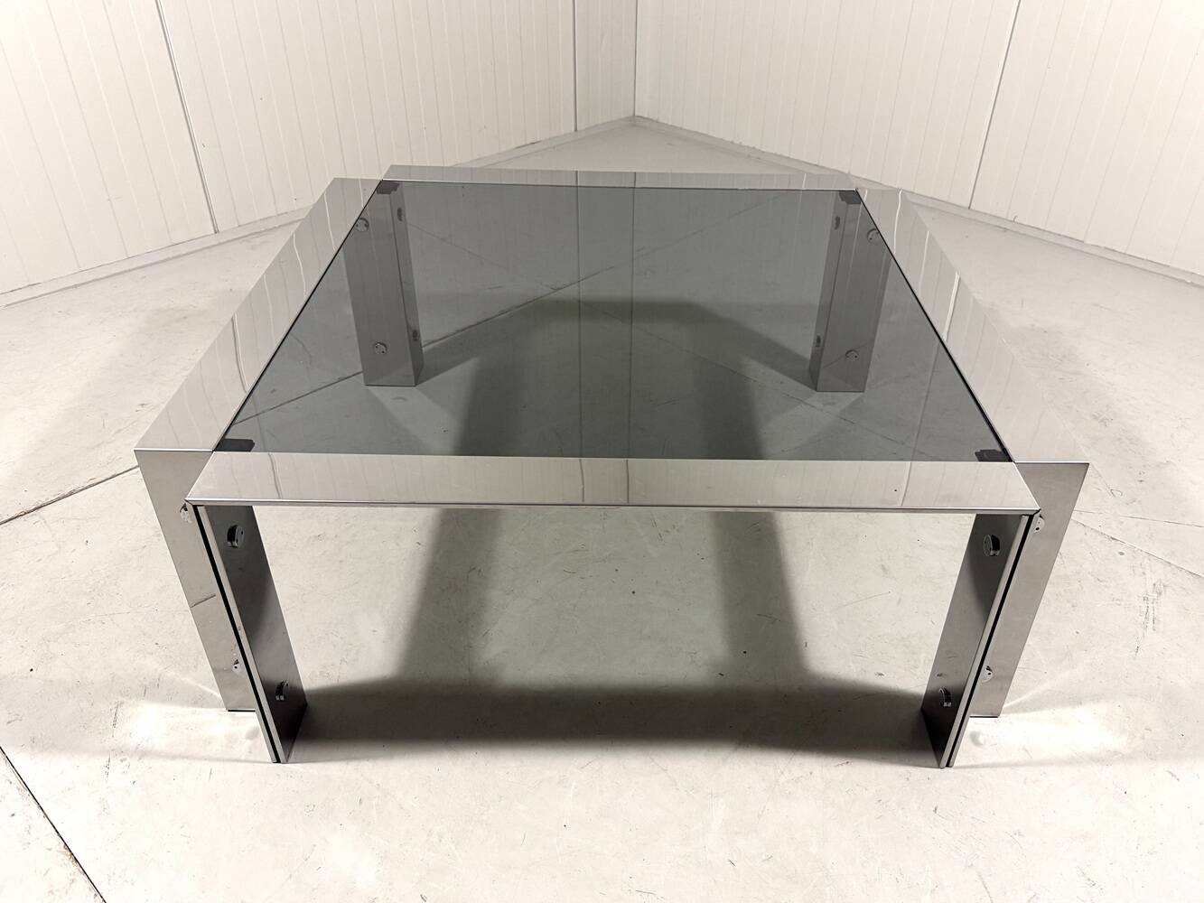 Chrome plated & smoked glass low coffee table 1960’s