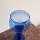 Vintage blue glass footed bowl vase from the 1970s.