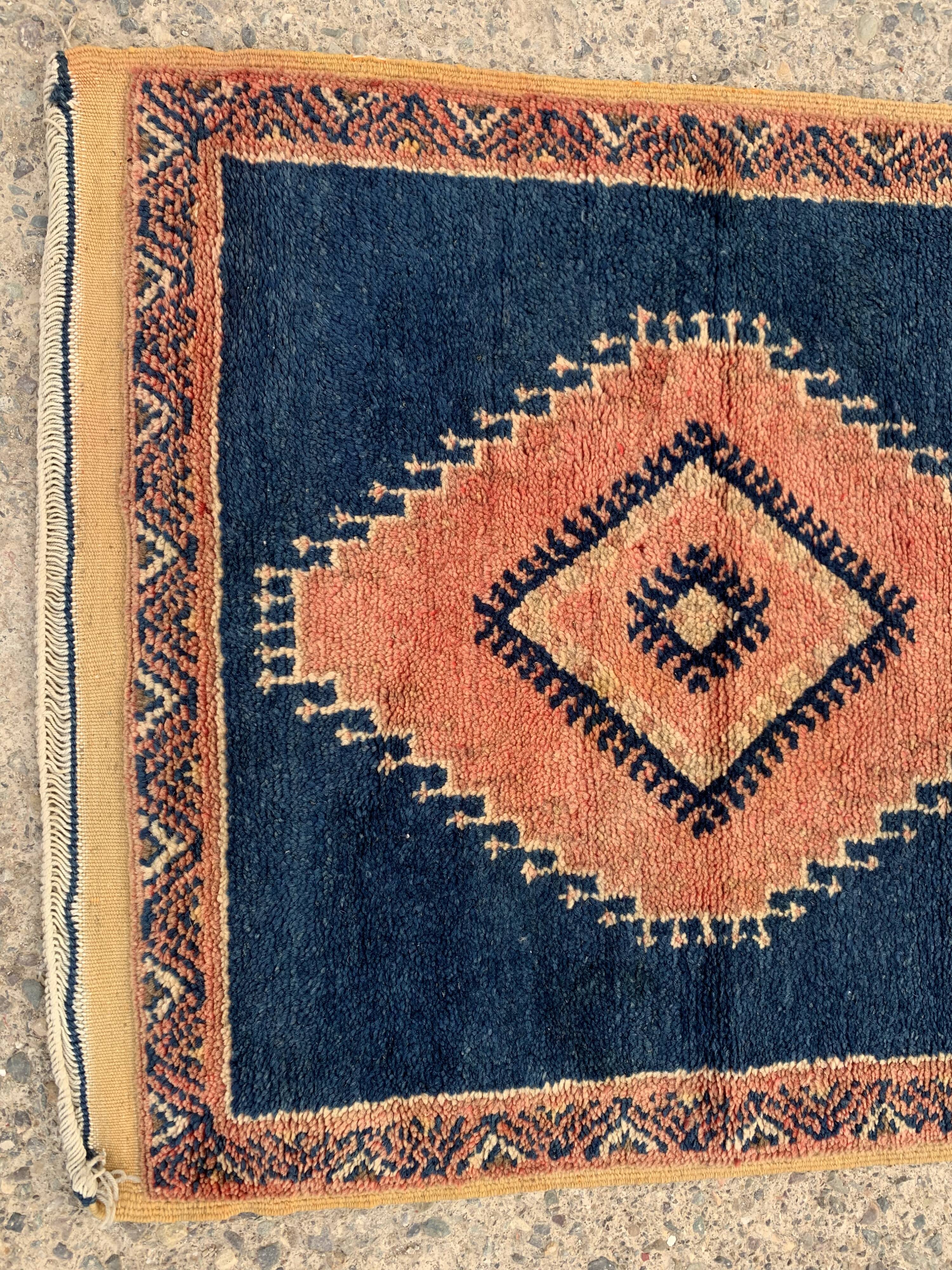Taznakht blue moroccan wool runner rug