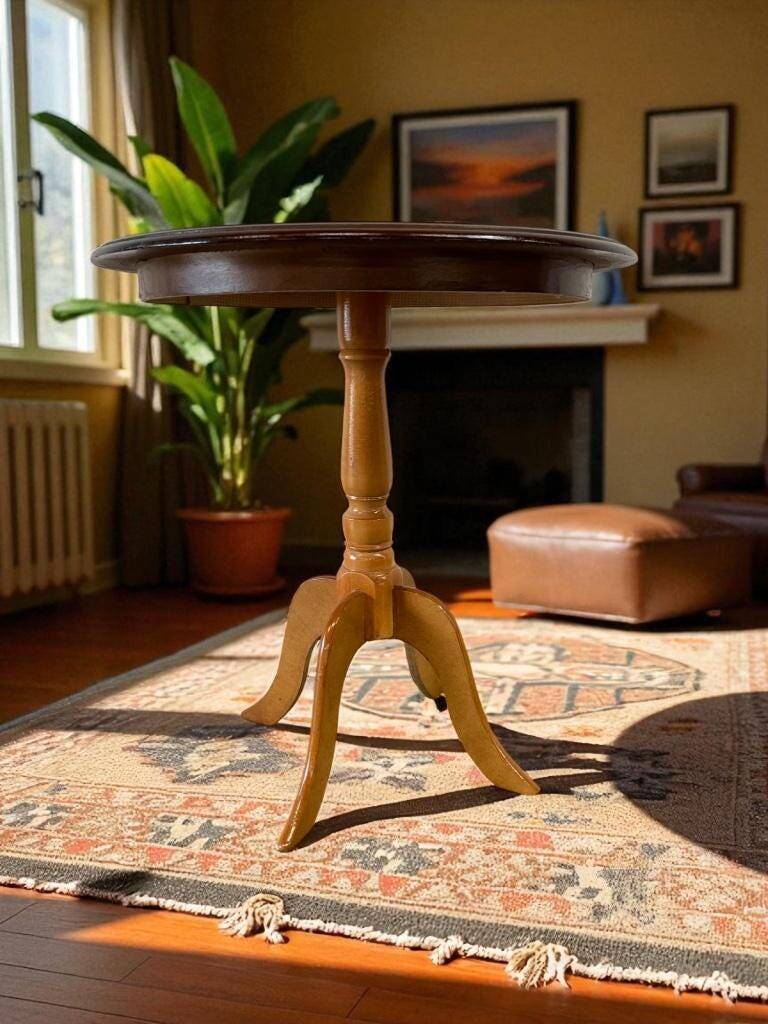 Vintage round wooden side table