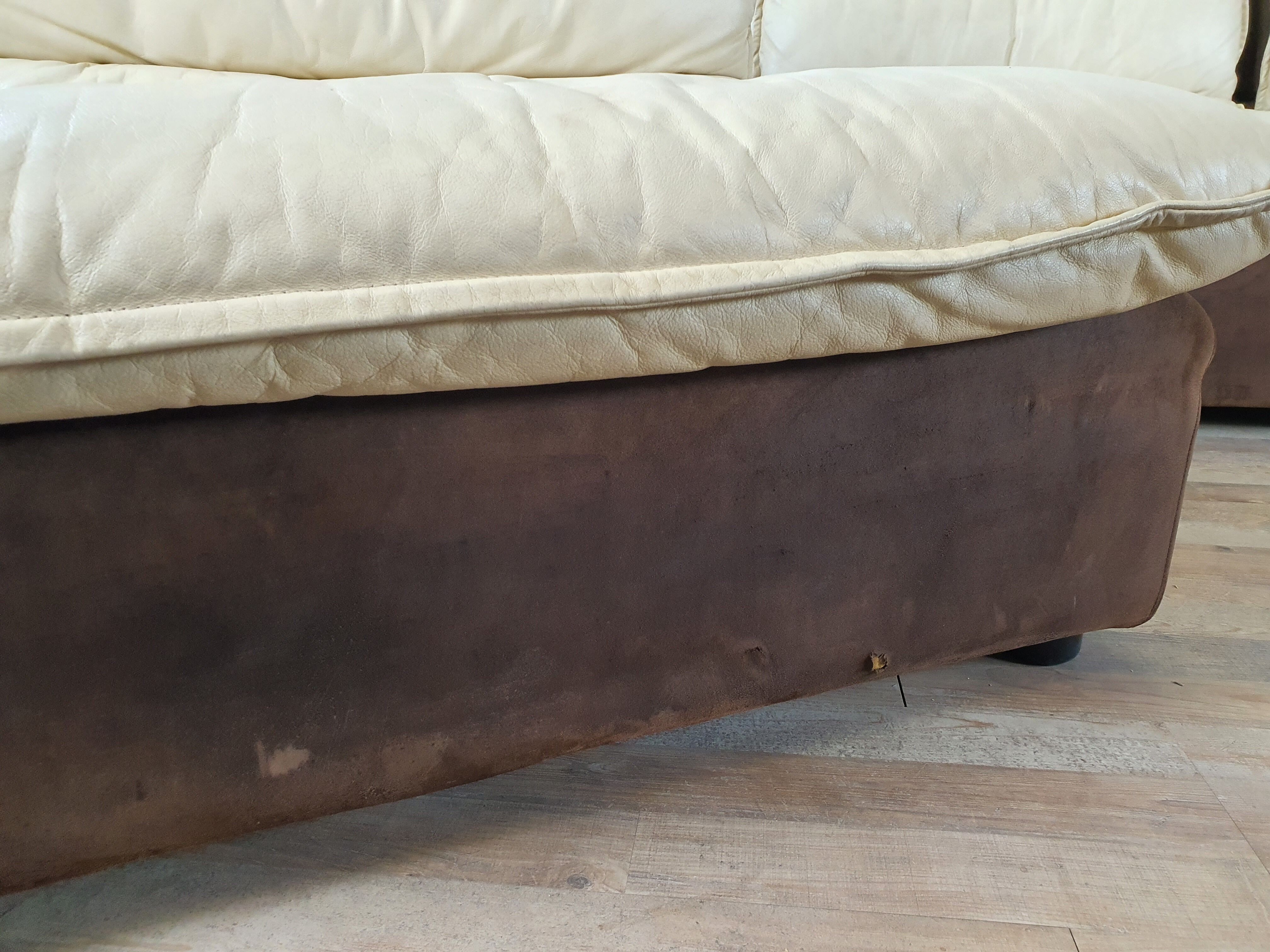 Modular sofa in leather and suede