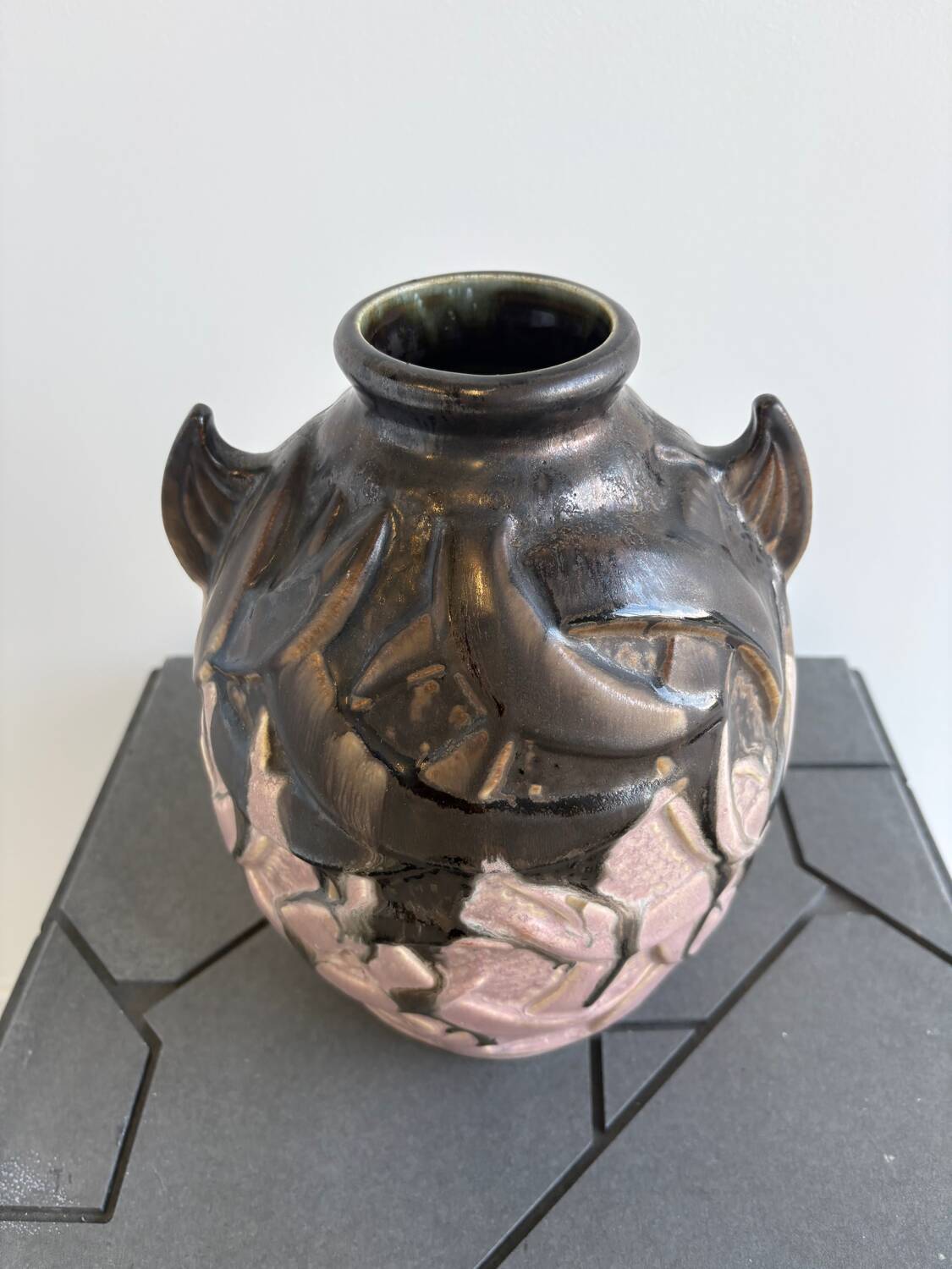 Stoneware ear vase, Gilbert Métenier, art deco