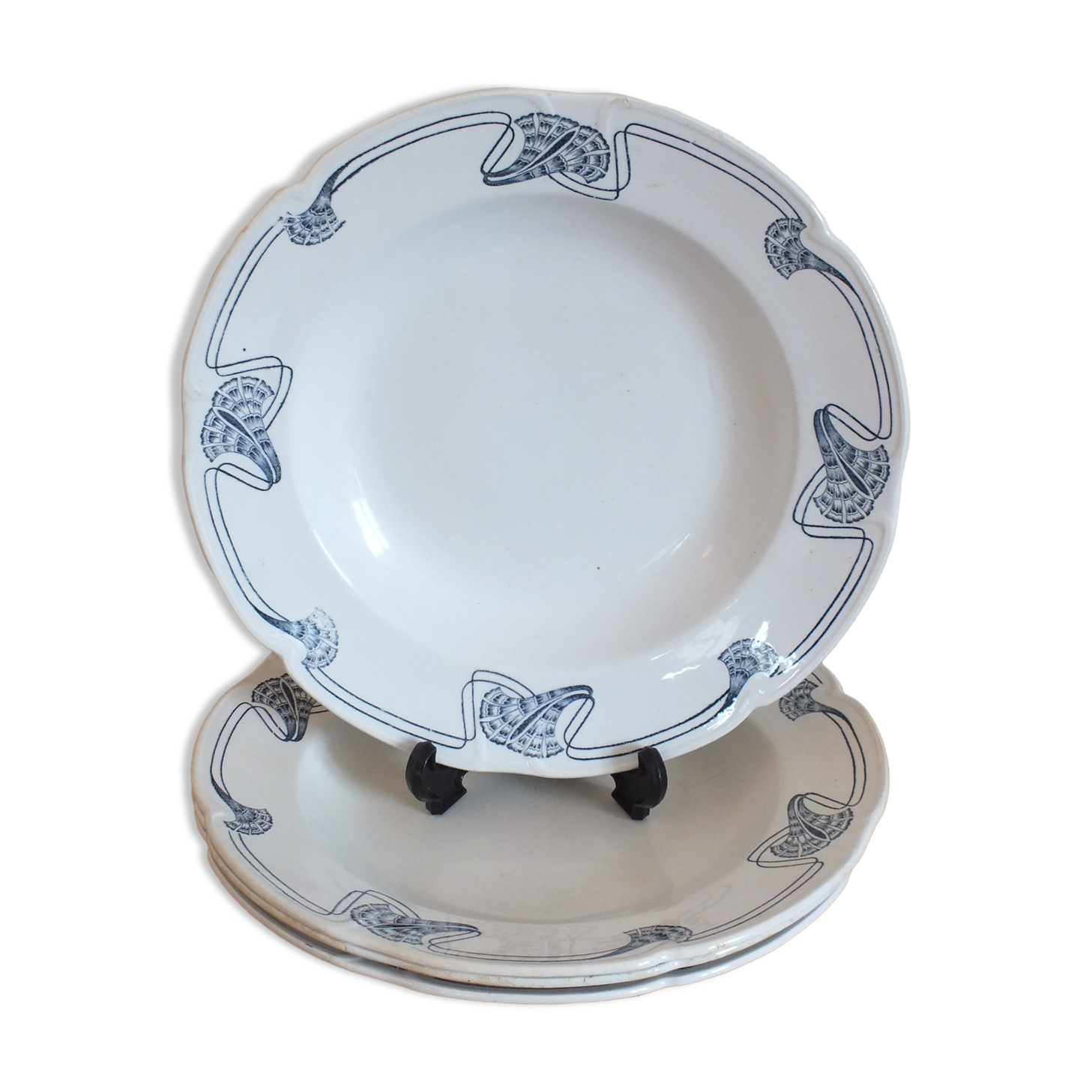 4 hollow plates Art Nouveau 1900 Onnaing Granite Algeciras, Lot 1