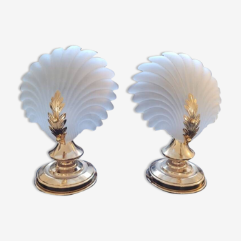 Brass and glass leaf lamps