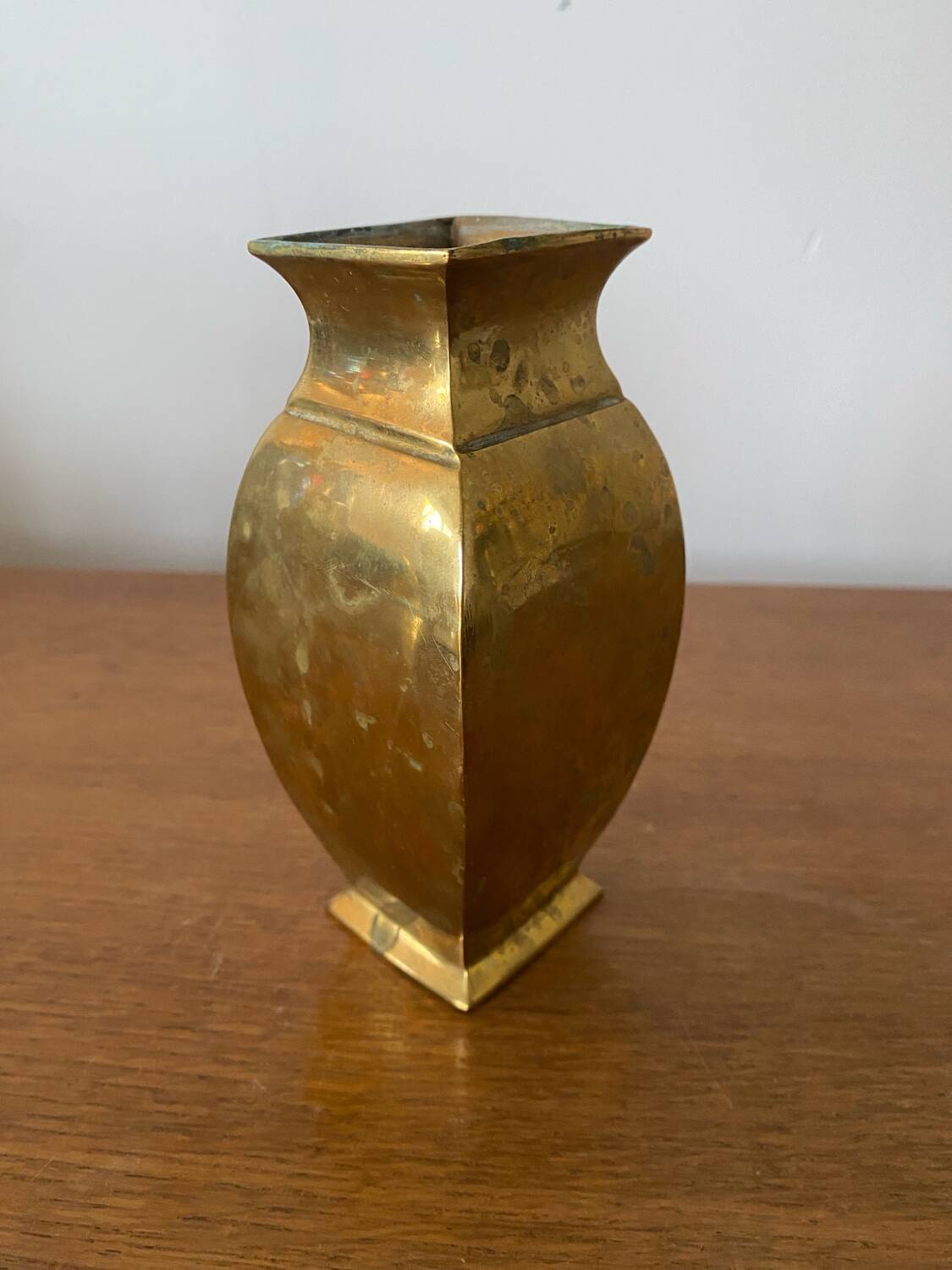 Antique deknudt style solid brass vase vintage #b972