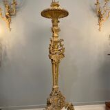 Torchère in gilded wood and carved