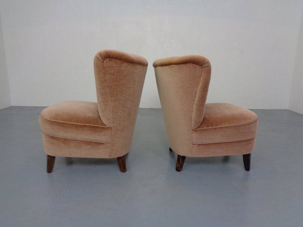 Mohair Club Chairs by Adolf Wrenger, Germany, 1950s, Set of 2