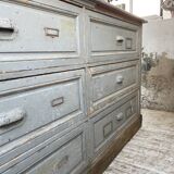 XXL walnut trade counter with multiple drawers