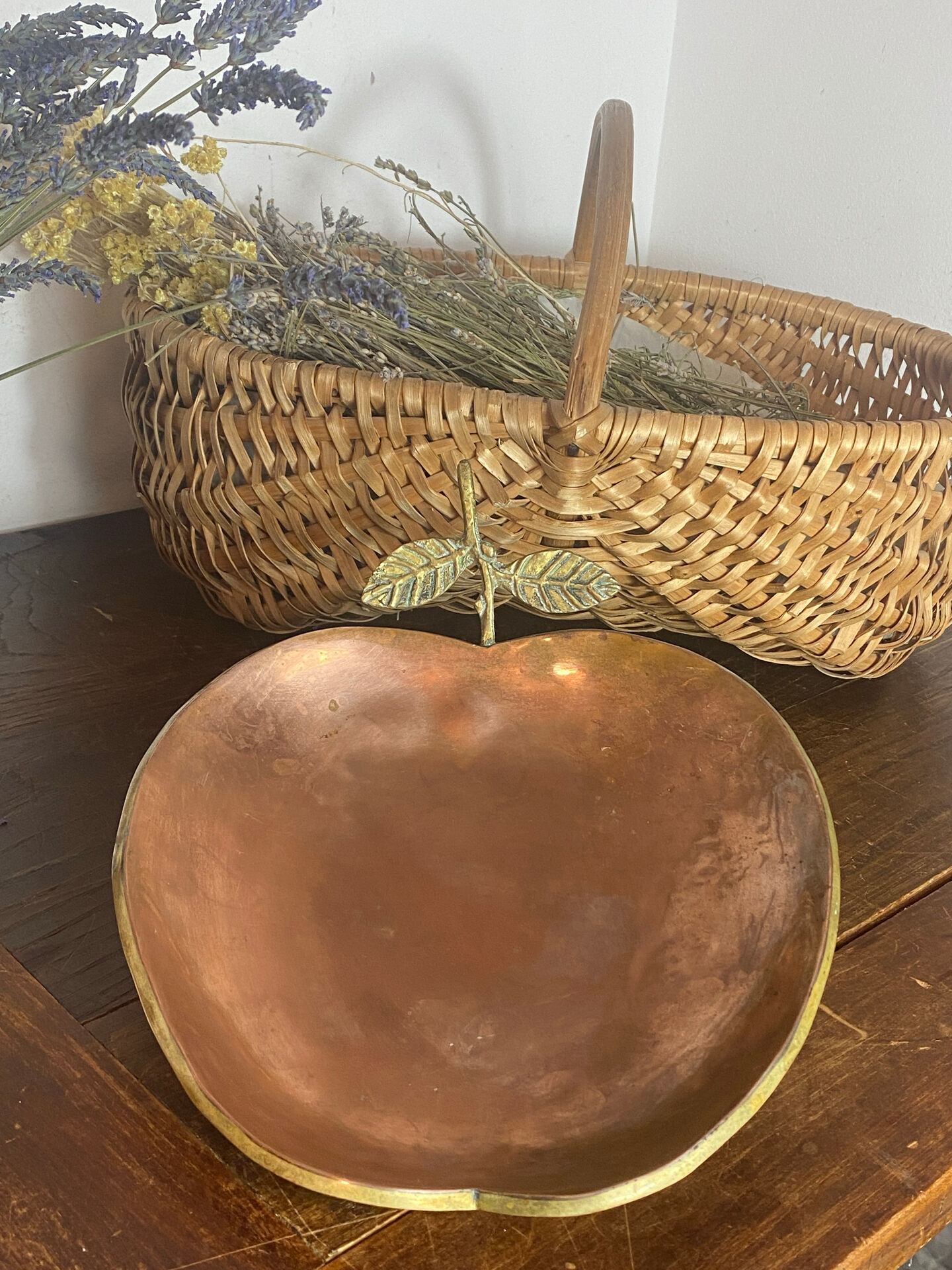 Brass and copper apple catchall