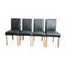 Lot de 4 chaises bois de hetre tissu noir imitation cuir marque Bseated