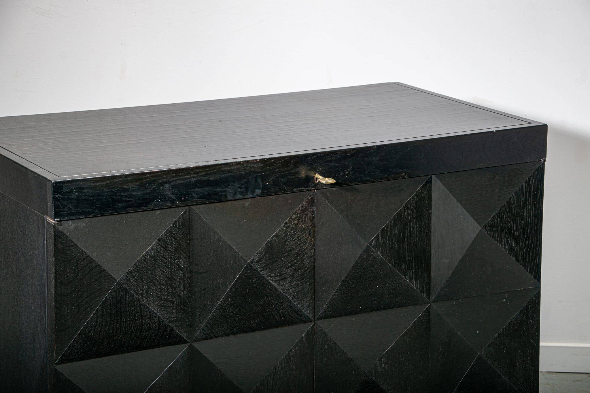 Ebonized brutalist bar cabinet by J. Batenburg for MI Belgium, 1960s