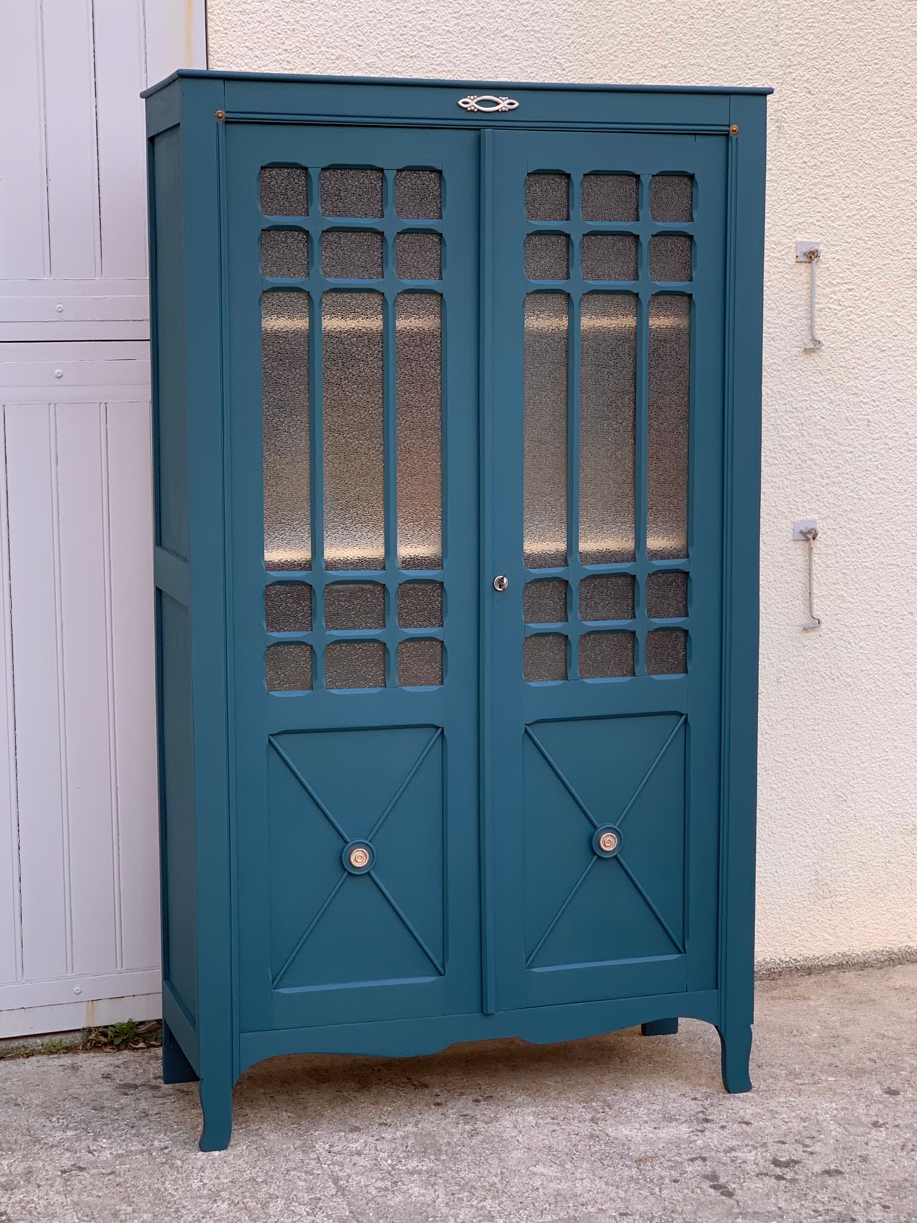 Glass-glazed Parisian wardrobe 1950