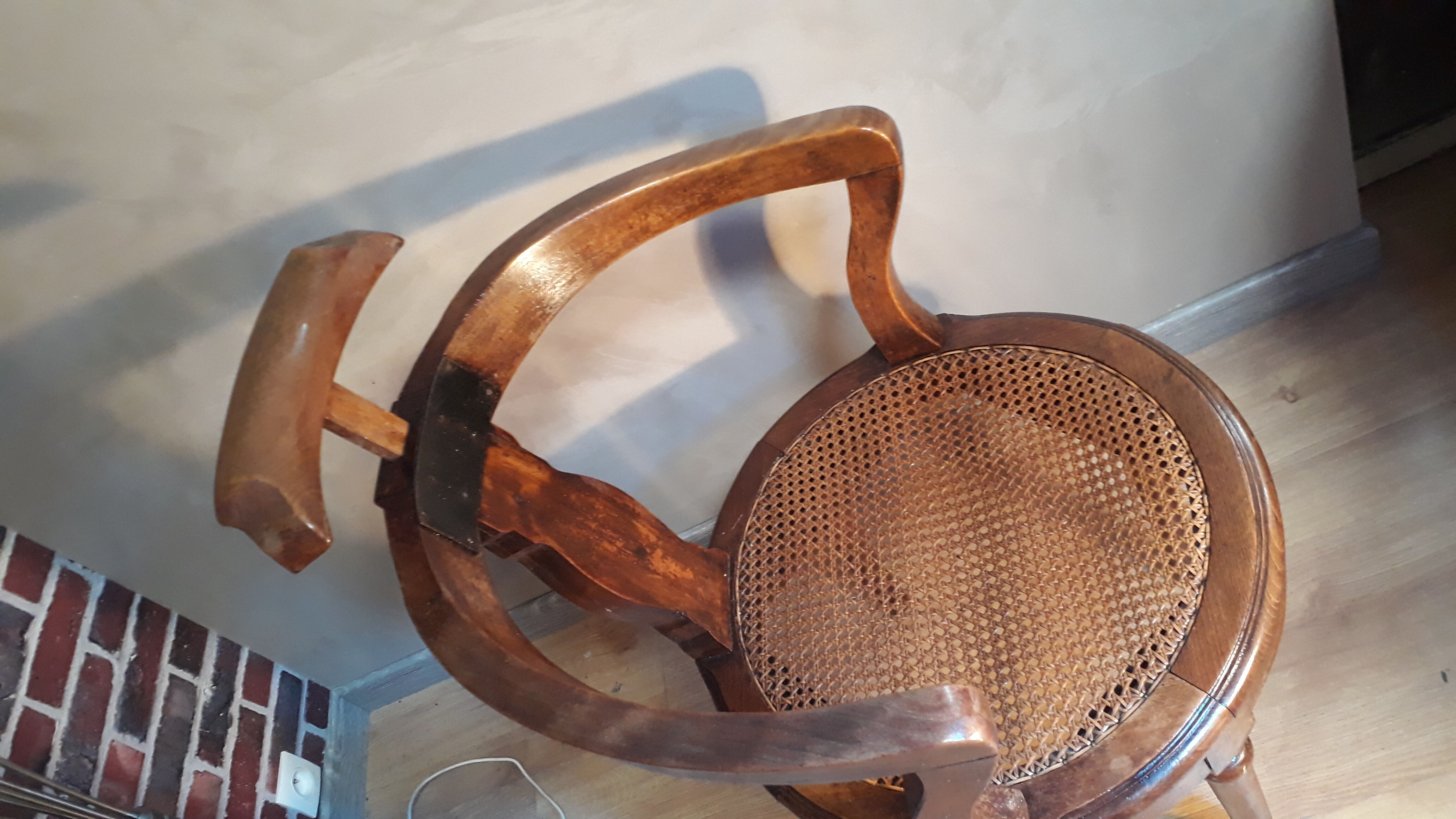 Armchair with solid wooden back seated canne 1900