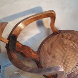 Armchair with solid wooden back seated canne 1900