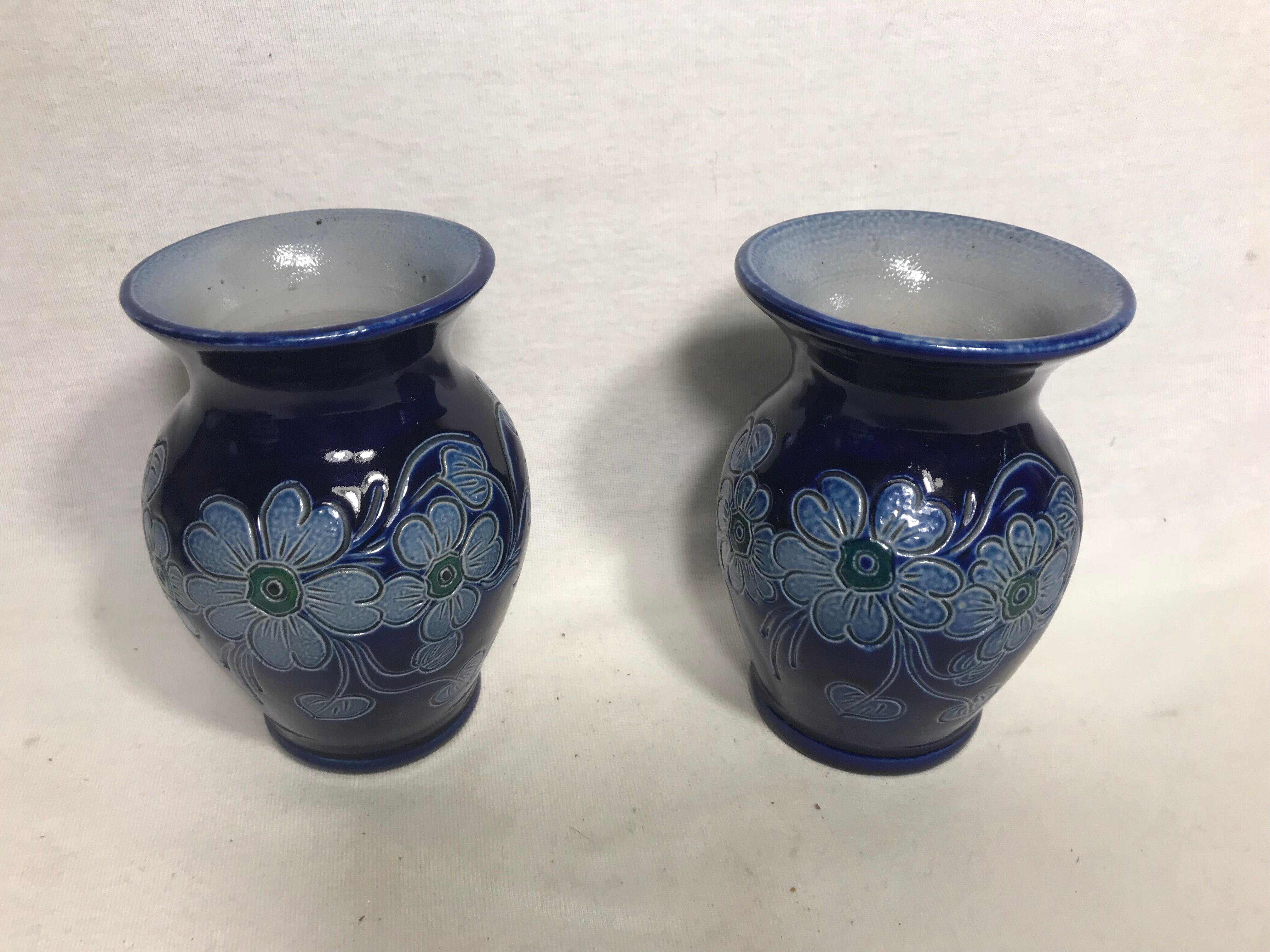 Pair old Alsace stoneware Vases