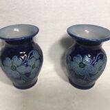 Paire de vases grès bleu vintage