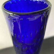 Vintage Scandinavian cobalt blue bubble glass vase from the brand.