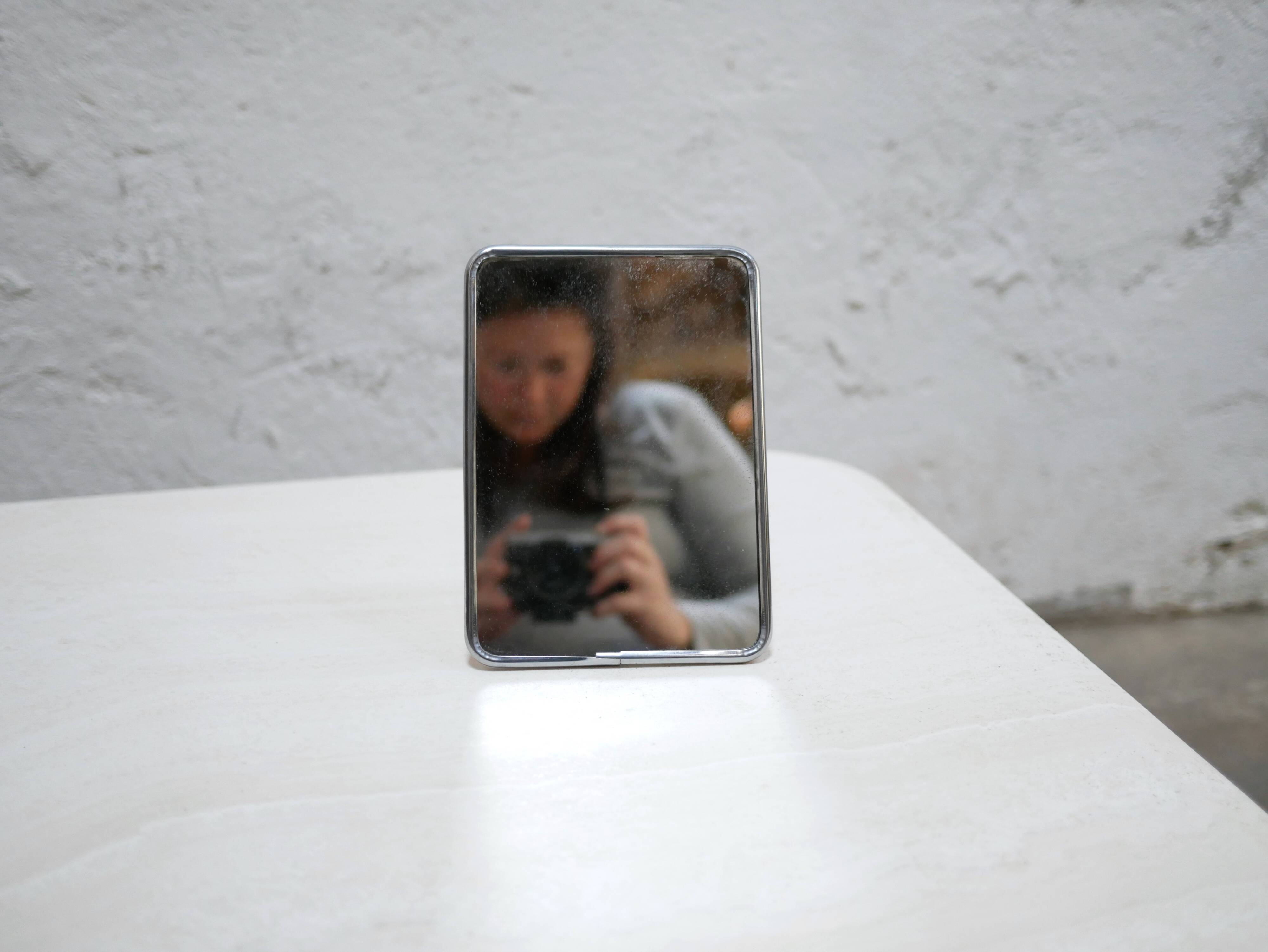 Vintage barber mirror to stand or hang 20cm x 14cm