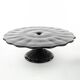 Mid-century modern cake stand, black glass, Ząbkowice, Poland, 1970s