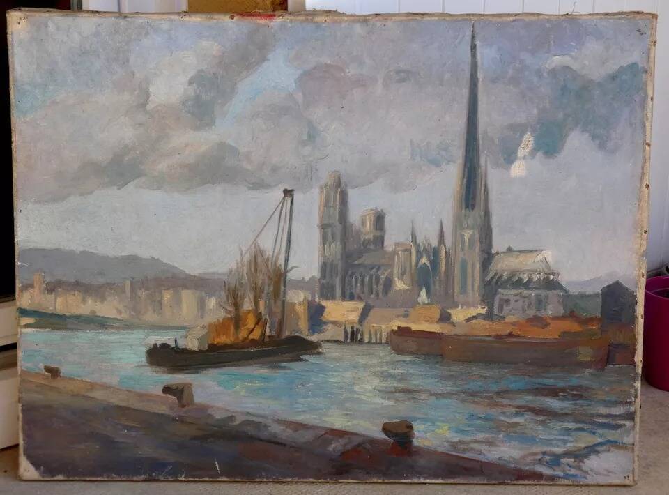 Original Oil Painting on Canvas of  Cathedral and the River
