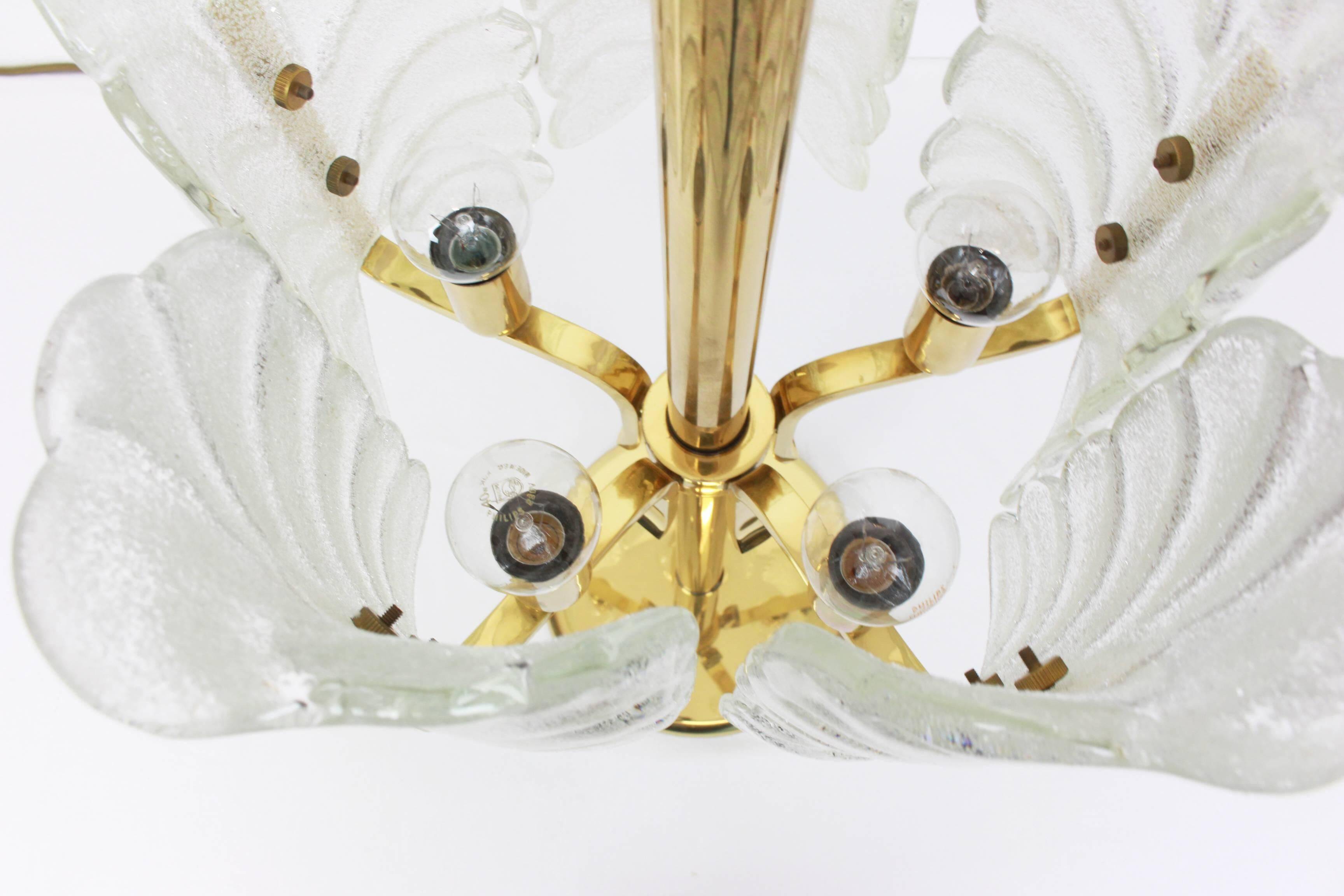 Lamp by Carl Fagerlund for Orrefors, Murano glass leaves, 1960s.