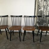 Set of 4 Scandinavian chairs with two-tone bars