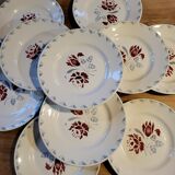 Lot of 11 flat plates Rose Rouge Niderviller