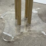 Coat rack with 4 hooks in gold metal and altuglass