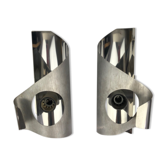 Pair of vintage "Space Age" steel sconces, 1970