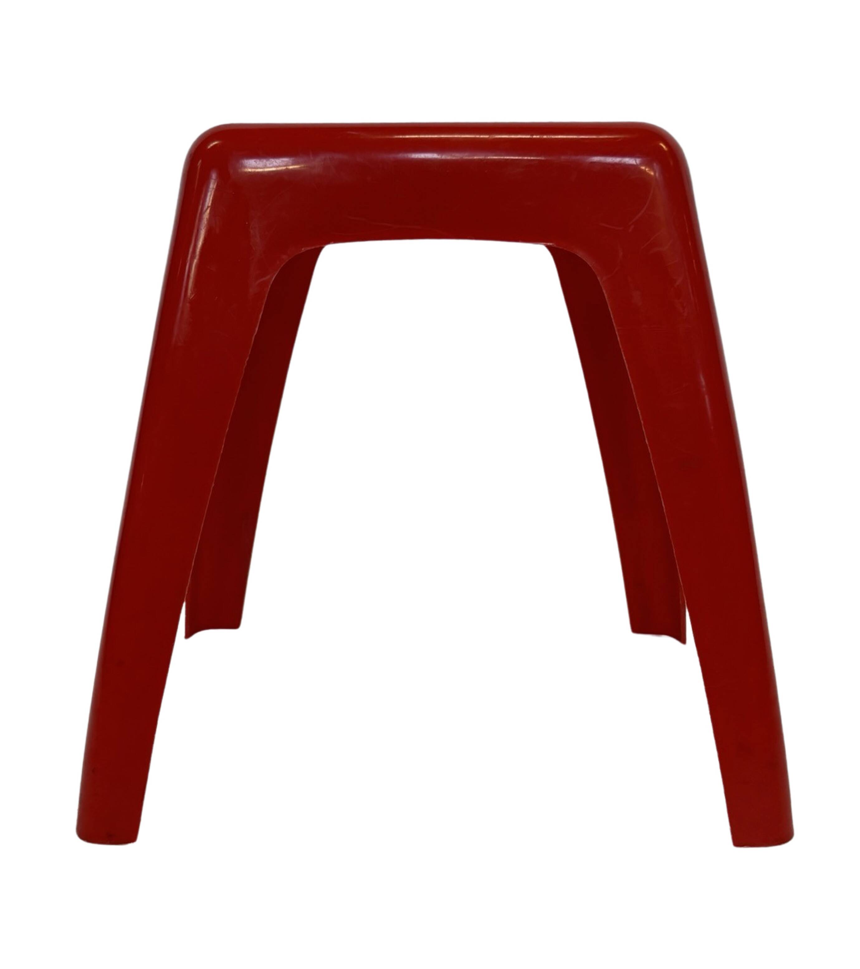 Vintage Space age plastic stool table mid century red plant stand