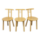 Set of 3 minimalist chairs in light wood 1980 Italy