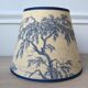 Jouy fabric lampshade, blue, tree pattern, leaves