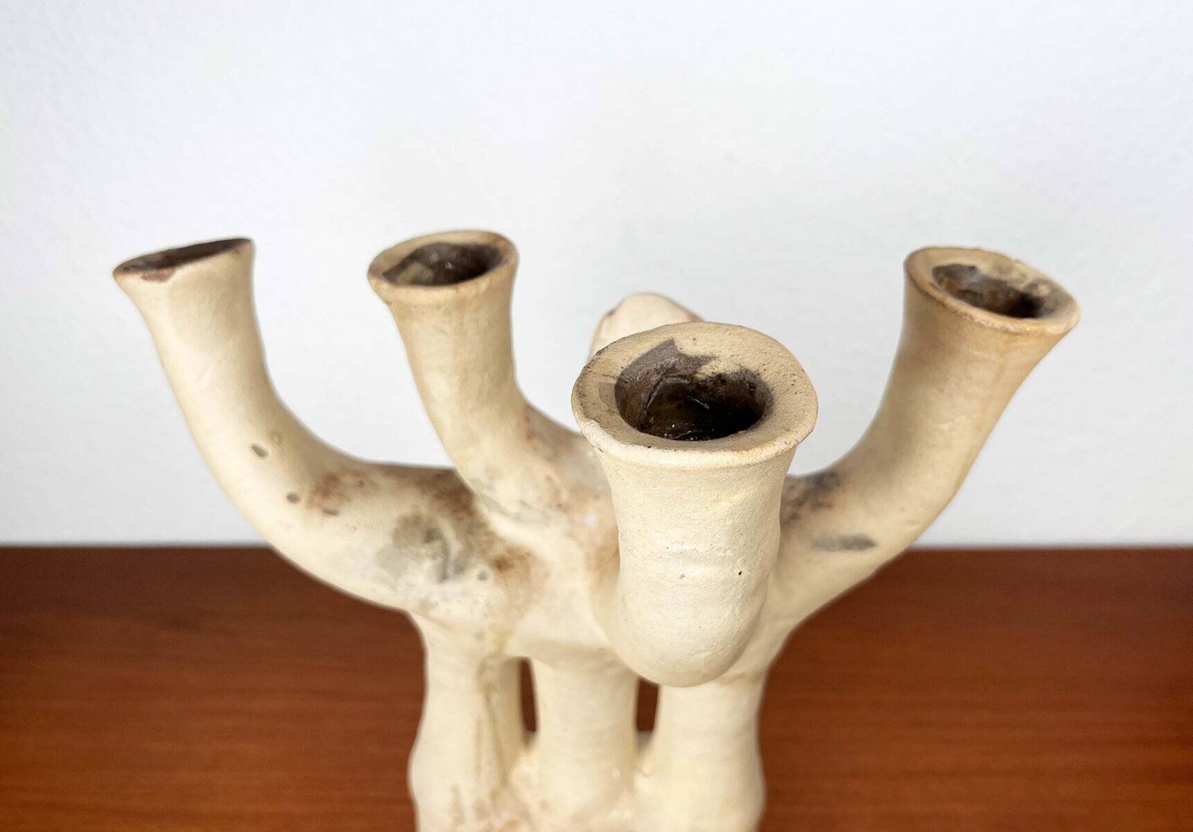 German Studio Pottery Sculptural Candleholder from Hans Fischer, 1980s