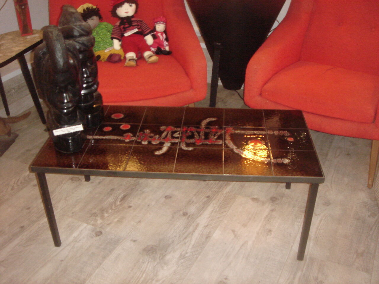 1960 coffee table, painted earthenware