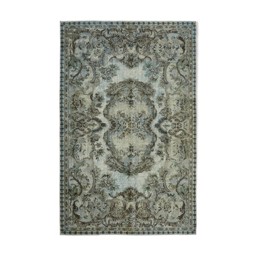 Hand-Knotted Carved Anatolian 1970s 173 cm x 267 cm Blue Carpet