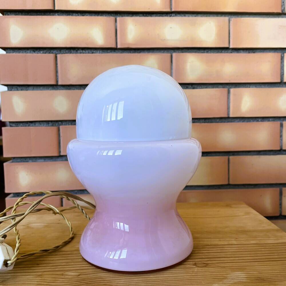 Space Age pink opaline glass table lamp