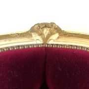 Louis XV armchair in gilded wood and garnet red velvet