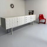 Antique geometric brutalist sideboard design from the 60s Musterring