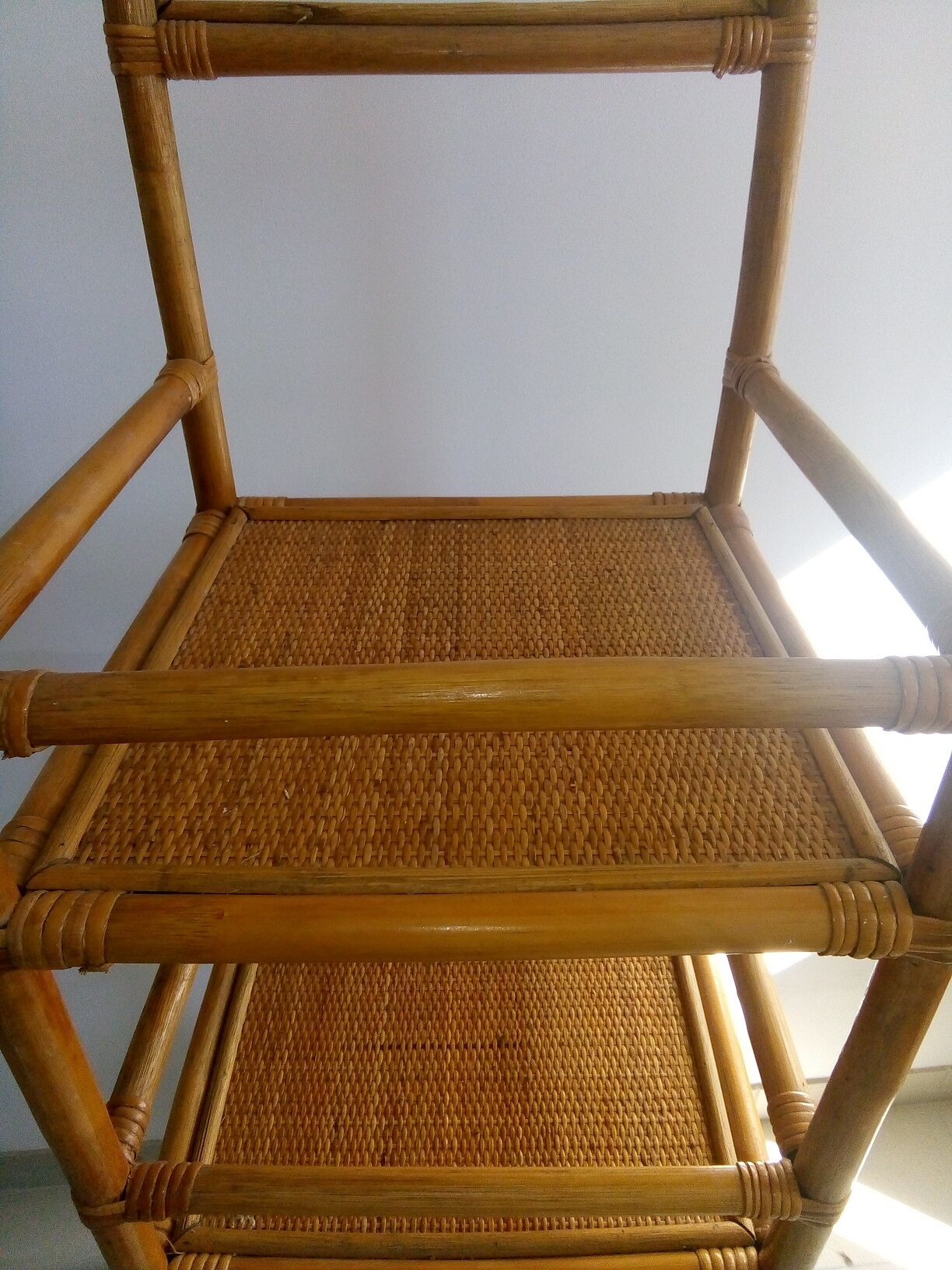 Rattan and bamboo shelf