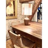 Sandstone lamp base and cotton thread lampshade, 1970s.