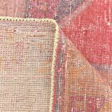 4x7 Vintage Pale Red Geometric Turkish Rug, 117x228Cm