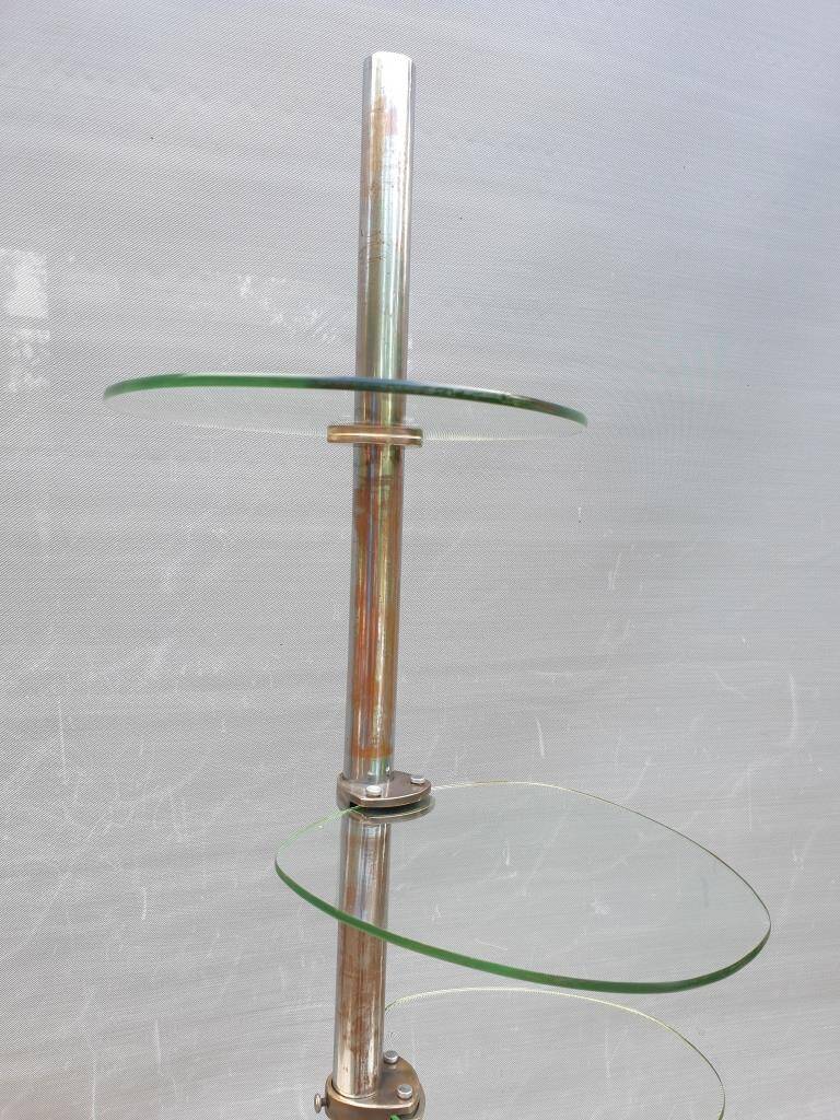 Art Deco chrome brass display 3 glass shelves