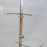 Art Deco chrome brass display 3 glass shelves