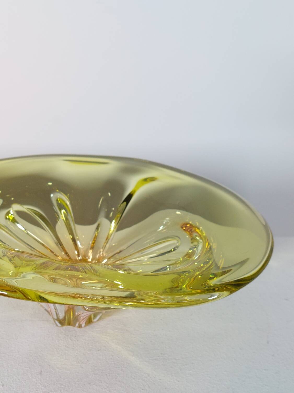 Bol à fruits en verre organique vintage du milieu du siècle Murano