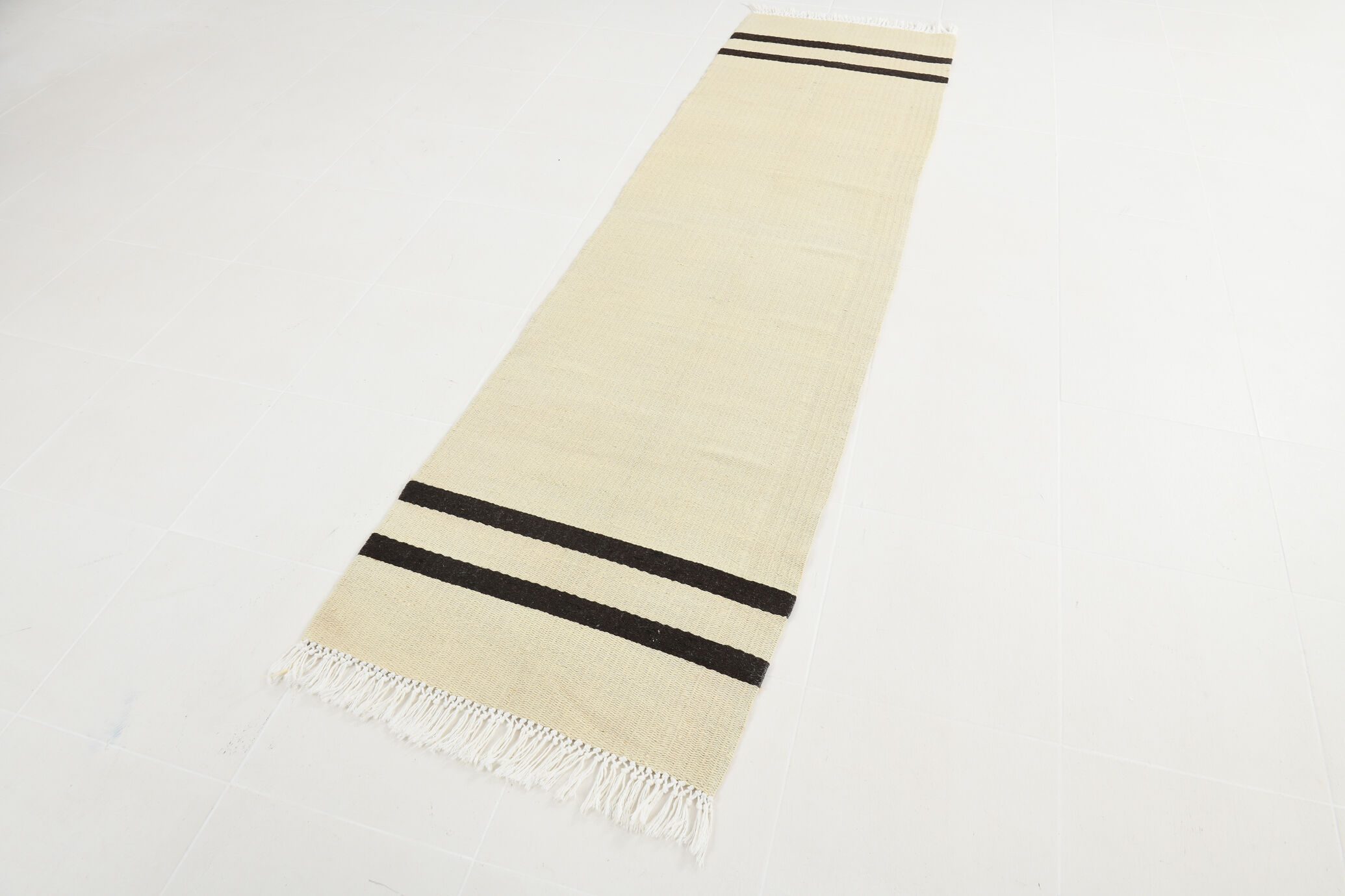 Handmade hemp runner rug 283x77 cm