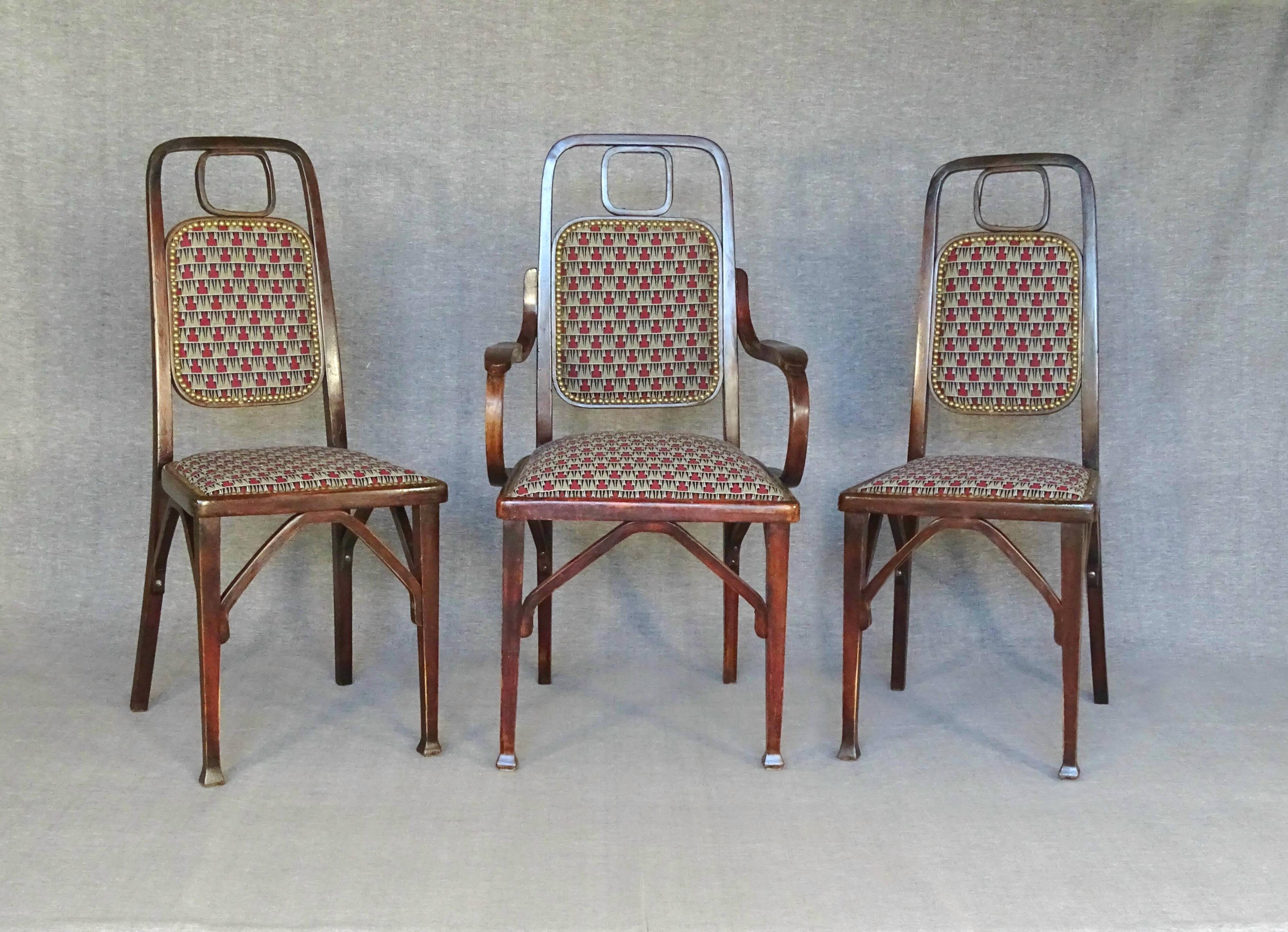 2 chaises et 1 fauteuil Secession Viennoise, 1910-1914