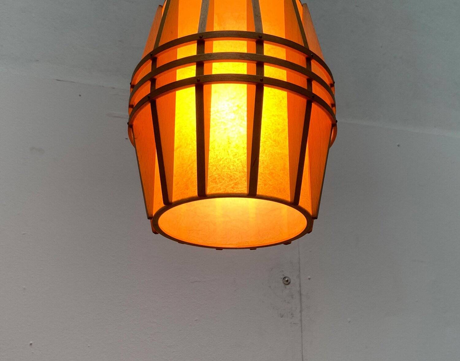Mid-Century Wooden Cocoon Pendant Lamp