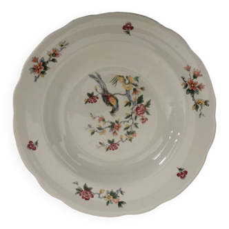 Assiette creuse porcelaine Sarguemines oiseau