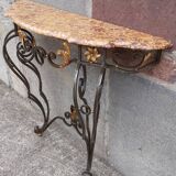 Console forged foot marble top